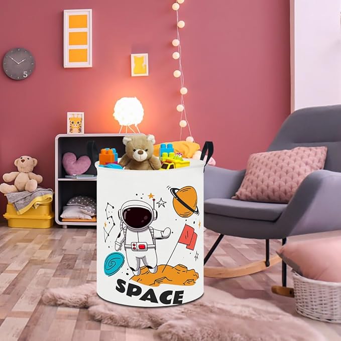 19.7" Laundry Basket,Kids Dirty Clothes Hamper,Waterproof Toys Storage Bin,Room Decor,Gift Baskets,Nursery Hamper(Space)