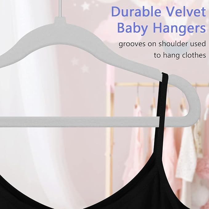 GoodtoU Baby Hangers Velvet 20 Pack Kids Non Slip Hangers Childrens Hanger for Kids Grey