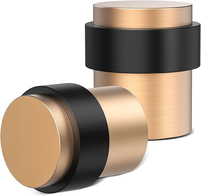 20 Pack Brushed Rose Gold Door Stoppers for Floor Mounting， Door Stopper Heavy Duty，304 Stainless Steel Cylindrical Made with Rubber Bumper，Floor Mount Door Holder Keep Door Open