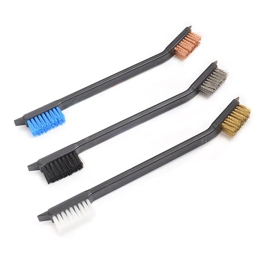 Small Wire Brush Set - Brass/ Stainless Steel/ Nylon Brushes for Cleaning Rust Removal, Dirt, Paint Scrubbing Wire Brush Set Double-Ended Cleaning Pick (9 Pieces)