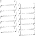 Meetu Space Saving Multifunctional Clothes Hangers - Stainless Steel 6X2 Slots Magic Cascading Hanger - Updated Hook Design Closet Organizer (Pack of 12)