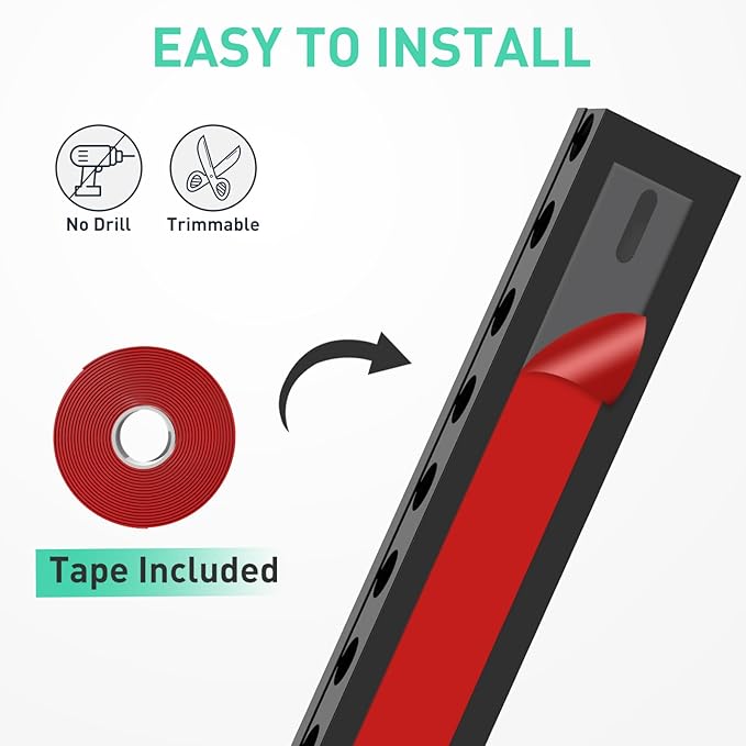 Updated Cable Raceway Kit - 31 (2X15.4) Inch Open Slot Wire Covers for Cords, Under Desk Cable Management System to Hide Under Desk/Tv/Computer/Net/Power Cords, (Pack 2)