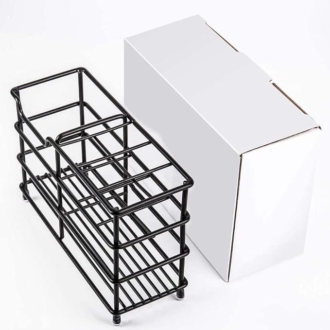 Stainless Steel Toothbrush and Toothpaste Holder for Bathroom – 7-Slot Black Organizer, Space-Saving Hygienic Storage with Modern Design for Countertop