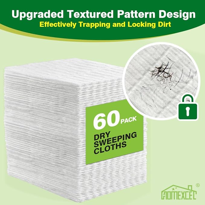 HOMEXCEL Dry Sweeping Cloths Pads Compatible with Swiffer Sweeper, Disposable Duster Refills Mop Pads for Floor Mopping and Cleaning, 64 Count-8" x 10.4" Pads Refills-Not Include The Mop
