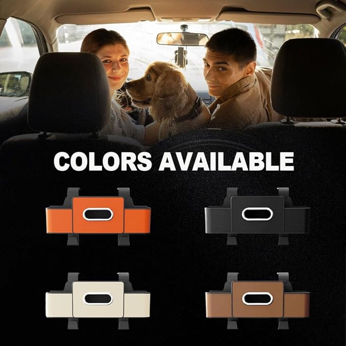 3-in-1 Car Backseat Organizer – Keep Your Ride Clean & Organized! Tissue Box, Trash Bin & Hooks,Multifunctional Back Seat Car Organizer for Hold Phones, Snacks, Drinks, and Handbags (Orange)