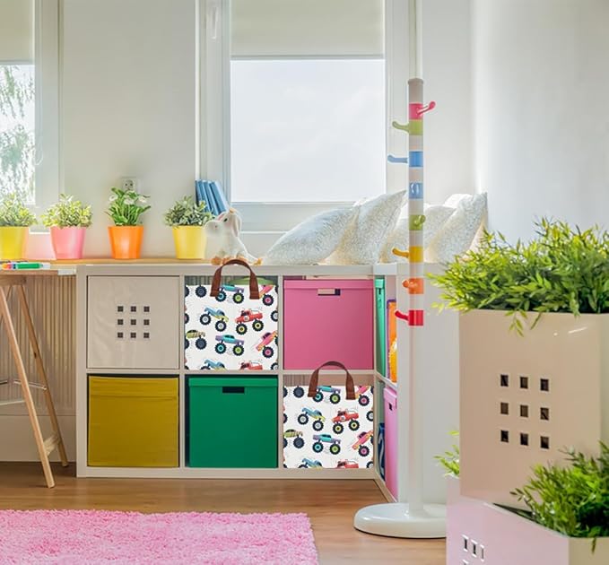 Rectangular Storage Basket，Collapsible Storage Bin，Book Box, Toy Organizer with Handles,,Room Decor.Gift Basket(Truck)