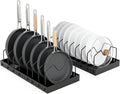 2 Pcs Pots and Pans Organizer Under Cabinet - Expandable Pull Out Cabinet Organizer for Pots and Pans, Pan and Lid Organizers Inside Cabinet, Adjustable Storage Rack (BLACK)