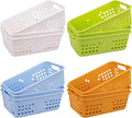 Jucoan 12 Pack Classroom Storage Baskets, Colorful Small Plastic Organizer Basket Bin, Pen Pencil Crayon Storage Tray for Home Office School Desktop, Drawers, Shelves, 4 Colors, 8.5 x 5.5 x 3 Inch