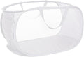 Strong Mesh Pop Up Laundry Basket, Collapsible Laundry Hamper with Side Pocket, Foldable Clothes Pop Up Hamper with Durable Reinforced Handles for Laundry, Bathroom, Kids Room, Dorm or Travel White