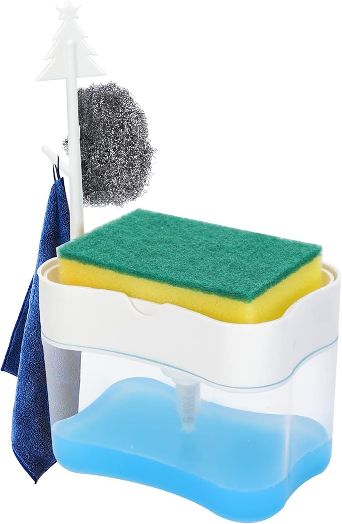 New 2026 Version Premium Quality Dish Soap Dispenser - Countertop Kitchen Soap Dispenser, Sink Dish Washing Soap Dispenser 13 Ounces (Sponge Included)