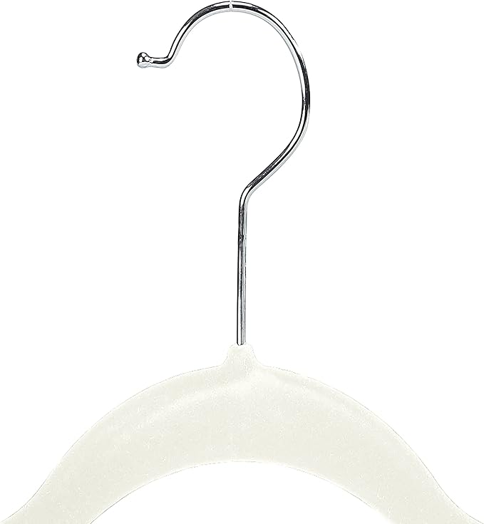Simplify 24 Pack Velvet Hangers with Clips | Skirt and Pants | Slim Space Saving | Closet Organization | Non-Slip | Prevent Creases | Swivel Neck | Durable | Ivory