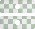 Kitchen Sink Splash Guard 2 PCS 14.7 Inch Sink Faucet Mat Splash Guard for Bathroom Countertop Water Absorbent Foldable Cuttable Soft Washable Checkered White and Green