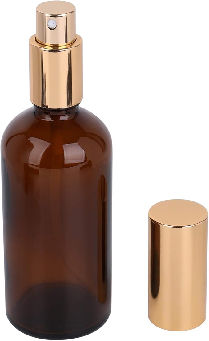 Foraineam 9 Pack 100ml / 3.4 oz. Amber Glass Spray Bottle with Atomizer, Fine Mist Spray, Refillable Container for Perfume, Cleaning Products, Essential Oils