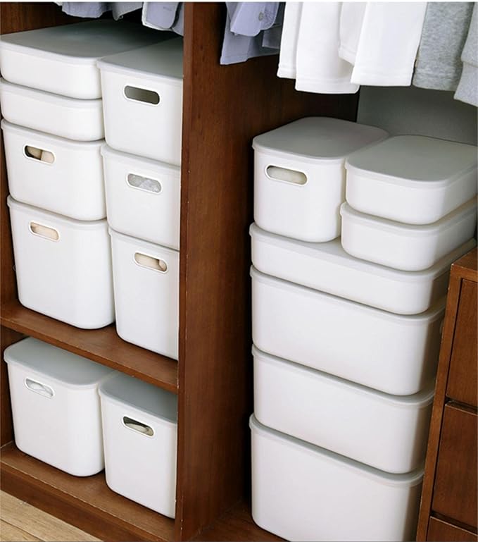 Amyup Set Of 4 Plastic Storage Bins with Lids,"10.5×8×5.5" Versatile Kitchen Pantry Organization and Storage,for Plastic Storage Container Under Bed,Under Sink Bathroom Organizer (4 Pack Medium,