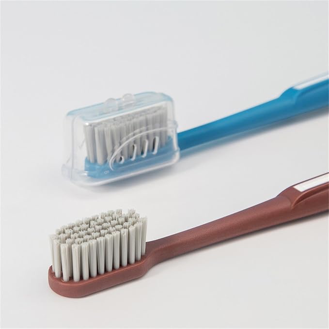 Adult Manual Hard bristled toothbrushes with Cover, Big Head Medium Size,for Cleaning Smoke Stain, Tartar, Coffee Stain, Tea Stain.【Hard Bristle Black toothbrushes,5 Count (Pack of 1)】