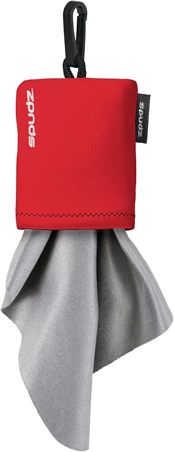 SPUDZ Ultra Microfiber Lens Cleaner – Closable Pouch, Clip-On, Washable – for Optics, Scopes, Glasses | Red, 10 x 10 Inch (2-Pack)