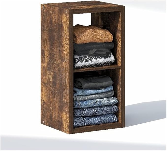 Furinno Cubic Closet Organizers and Storage, 2-Cube Closet Organizer, Open Shelf Closet Storage, Extra Thick Frame for Wardrobe, Bedroom, Living Room, Amber Pine