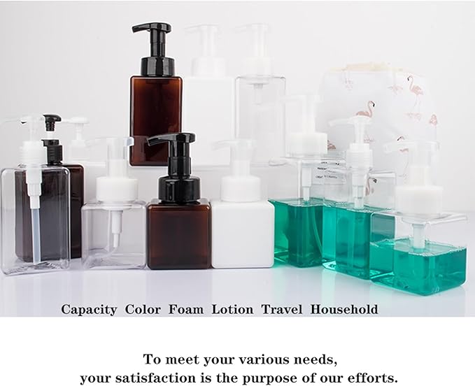 2 Pack Foaming Soap Dispenser 15oz Refillable Foam Liquid Hand Soap Empty Plastic Pump Bottle Container for Bathroom Vanities, Kitchen Sink, Hospital, Clinic, Clear 450ml