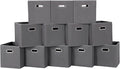 Foldable cube storage bins, Fabric Storage Box Cubes Organizer Baskets with Dual Handles for Home Organizer,Nursery,Shelves,Closet,Set of 12,(Grey)