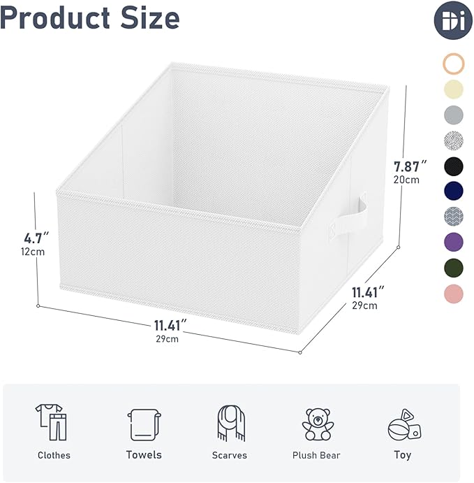 DIMJ Closet Storage Bins 12 Pack - Fabric Storage Baskets for Shelves, Collapsible Clothes Organizer with Handles, Trapezoid Shelf Organization Storage Cubes for Purse, Toys, Books, Towel, Clothes
