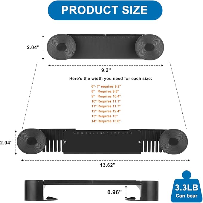 New Upgrade 4 Pack Adjustable Pot Lid Holder, Lid Organizer Fits 6" to 14" Lids, with Screw Hole Position and Sticky Wall Mounted Lid Storage Kitchen Cabinets, Cabinet Doors (Black)