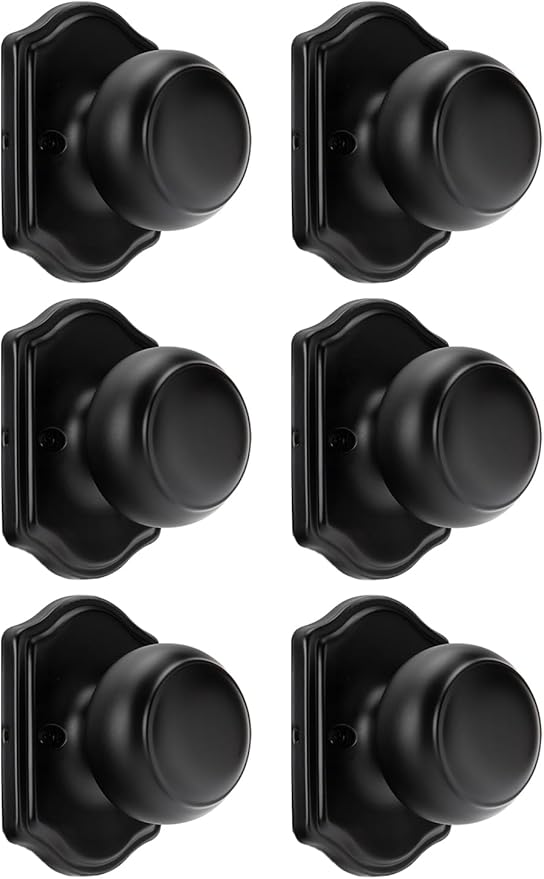 Haidms Black Dummy Door Knobs Interior, Dummy Interior Door knobs, Matte Black Indoor Dummy Doorknobs for Closet or Hall (6 Pack)