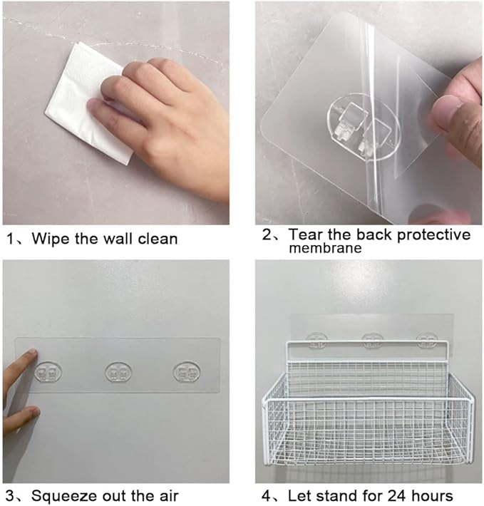 2 Pieces Shower Caddy Replacement Transparent Strong Adhesive Patch for Shower Caddy Soap Holder No Drilling Bathroom Storage Shelves and Kitchen Racks Holder