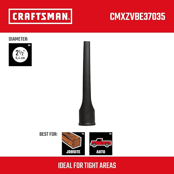 CRAFTSMAN CMXZVBE37035 2-1/2 in. Crevice Tool Wet Dry Vac Attachment, Industrial-Grade Shop Vacuum Accessory for Cleaning Tight Spaces, Fits 2-1/2 in. Hose Diameter