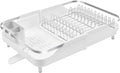 Better Houseware Expandable Dish Drying Rack - Space-Saving Stainless Steel Dish Racks for Kitchen Counter with drainboard and Detachable Cutlery Holder, Large, White