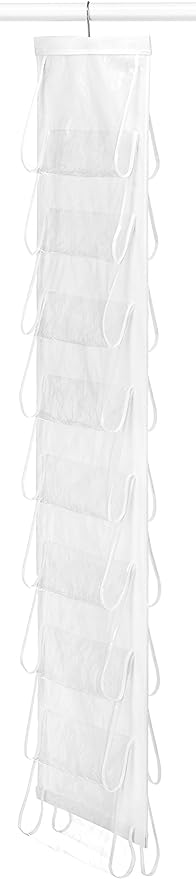 Whitmor White Hanging Shoe File, Clear