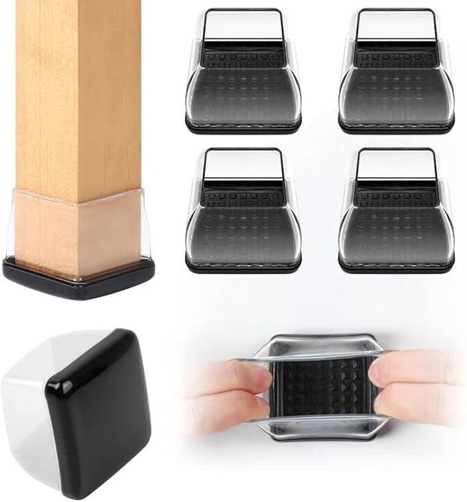 Ezprotekt Chair Leg Sliders for Carpet, 8 Pcs Square Chair Glides for Carpet, Carpet Furniture Pads Stool Leg Protectors Caps, Carpet Furniture Glides Quickly and Easily (XL Fit: 1.5" - 2")