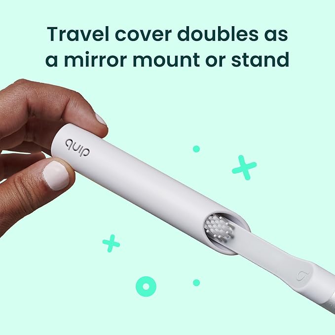Quip Metal Sonic Electric Toothbrush for Adults - Time Travel & Soft Bristles with Travel Case & Replacement Brush Head - 3 Month Battery Life - Slate