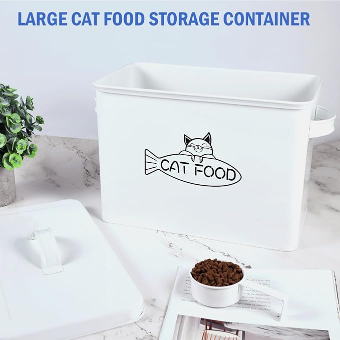 Large Dog and Cat Food Storage Container, Farmhouse Pet Food Storage Containers with Lid and Dry Food Scoop, Durable Airtight Cat Container 12-13 lbs Capacity, Great Gift for Pet Owners