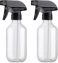 Aeibxiy Plastic Spray Bottles 13.5oz/400ml, Clear 2 Pack Mist Stream Adjustable Water Spray Bottle, BPA-Free, Empty Refillable Container for Hair, Cleaning, Plants, Essential Oils