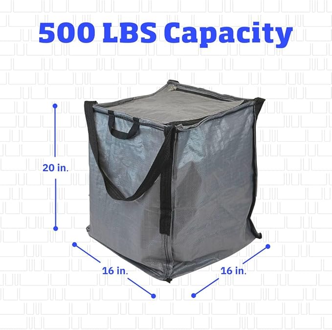 DURASACK Heavy Duty Storage Tote Bag with Zipper Top 22-Gallon Rugged Woven Polypropylene Moving Bag, Reusable Self-Standing Design, Holds up to 500 Pounds, Single, Gray