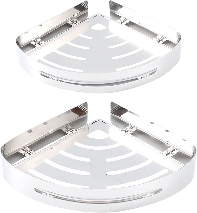 Corner Shower Caddy (2 Pack), Wall Mounted Bathroom Shelf with Adhesive, Drill free,Storage Organizer for Bathroom, Kitchen and Dorm, SUS304 Stainless Steel