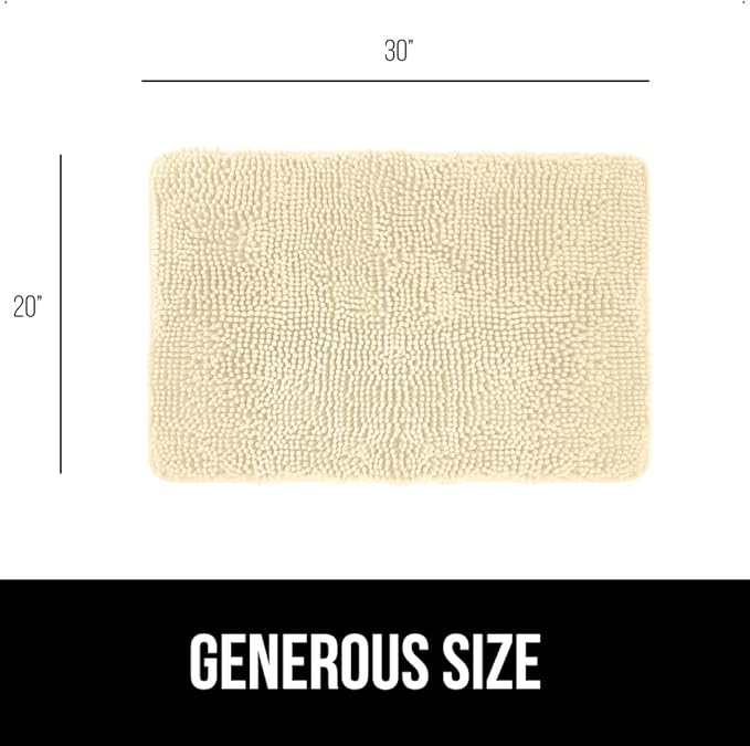 GORILLA GRIP Bath Rug Mat 30x20, Thick Soft Absorbent Chenille, Quick Dry Microfiber Mats, Rubber Backing Washable Shower Floor Rugs, US Designed Bathroom Bathmat Home Decor Accessories, Sand