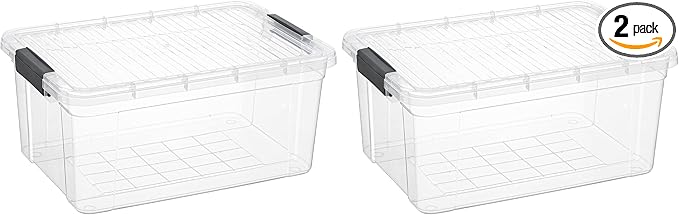 Superio Clear Storage Container with Lid, 16 Quart Plastic Bin for organization, Non-Toxic, BPA Free, Odor-Free, Stackable Latch Box organizer for Home, Dorm, Classroom, Garage, Closet (16 Quart)
