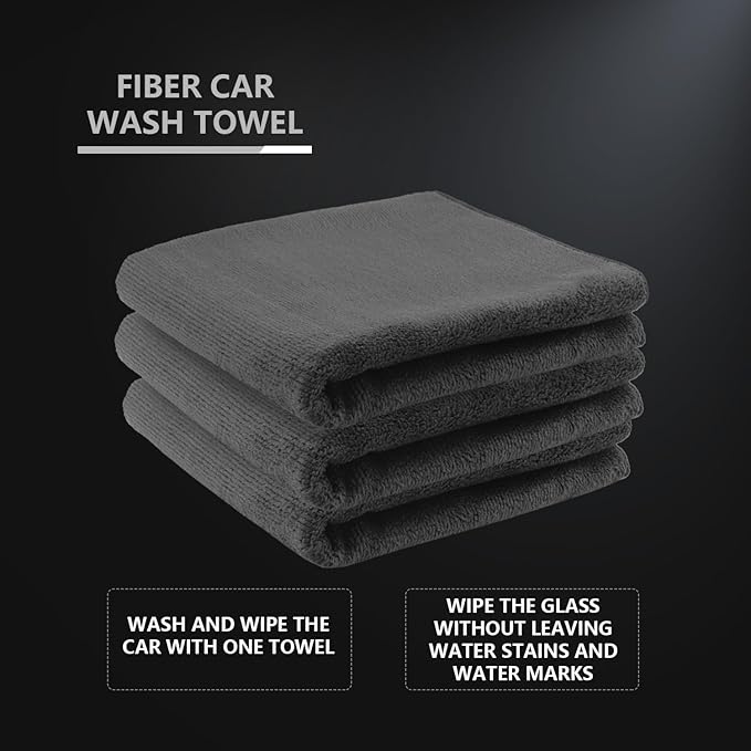 SPTA Car Microfiber Towels, Sport & Workout Towel - Gym, Exercise, Fitness, Spa, Ultra Soft, Super Absorbent, Fast Drying Premium Microfiber, 320gsm, 16in x 27in, Midnight (3-Pack)-MT036