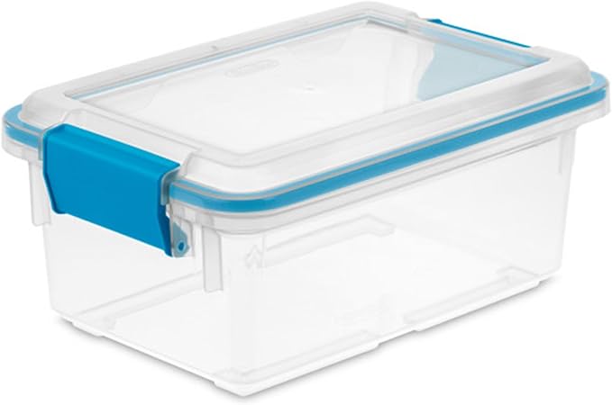 Sterilite 12-Pack Gasket Box, Weather-Resistant Storage Bins with Latching Lids, 7.5 Quart - Heavy-Duty Organizing Containers for Closet, Bathroom, and Office