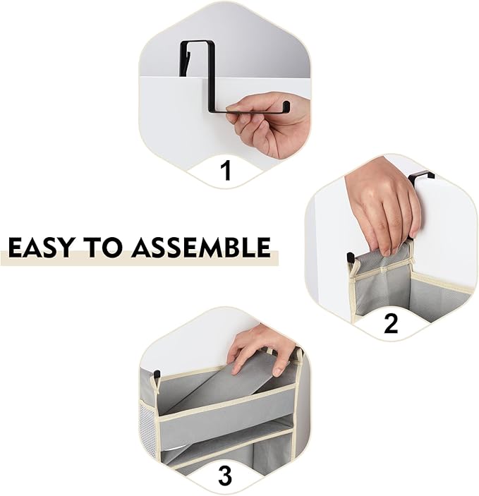 2 Pack Over The Door Hanging Organizer 6-Shelves and 12 Side Pockets, Over The Door Storage for Bathroom and Bedroom, Back of Door Organizers for Baby Products and Kid's Toys(13"x5"x54" Grey)