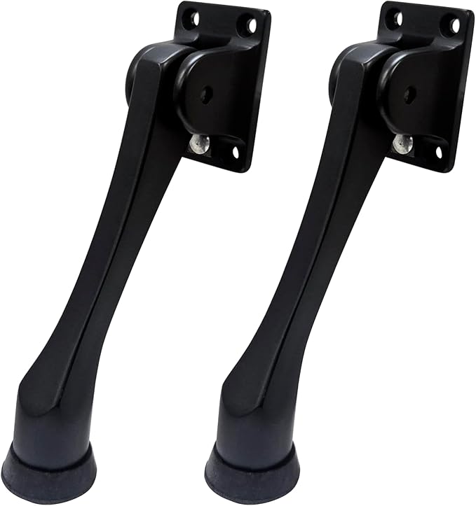 QCAA Solid Brass Drop Down Door Stop, 5", Matte Black, 2 Pack