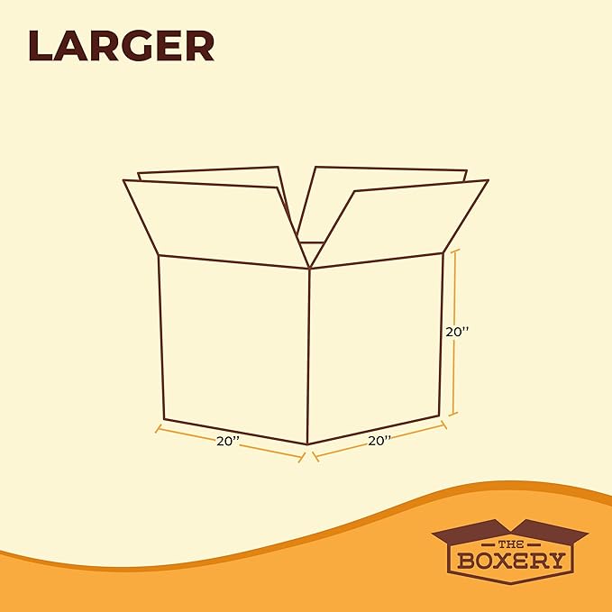 The Boxery Moving Boxes 10-Pack Larger | 20x20x20 inch Brown/Kraft Corrugated Cardboard Packing, Moving & Storage for Business/Home – Durable - Eco-Friendly, Recyclable - Made in the USA