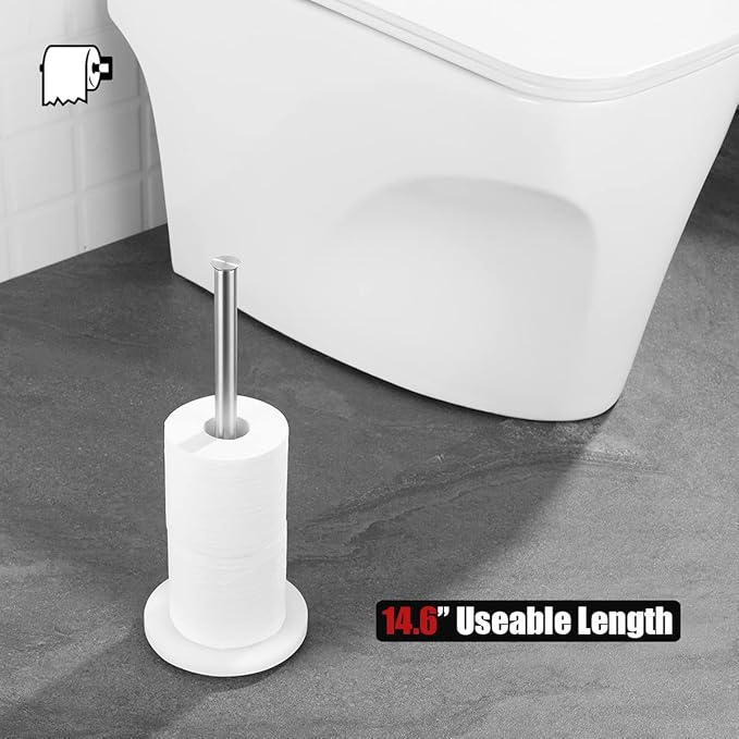 JQK Toilet Paper Storage Stand, 304 Stainless Steel Thicken 0.8mm Tissue Reserve Holder Dispenser for Bathroom, Brushed Steel, TPS180-WN
