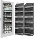 HOMELUX THEORY UPGRADED 6 Tiers Over The Door Organizer Hanging - 100D EXTRA THICK & 50lbs HUGE CAPACITY, 12 Side Mesh Pockets Over The Door Shoe Organizer, Hanging Closet Organizer (Dark Gray, 2pc)