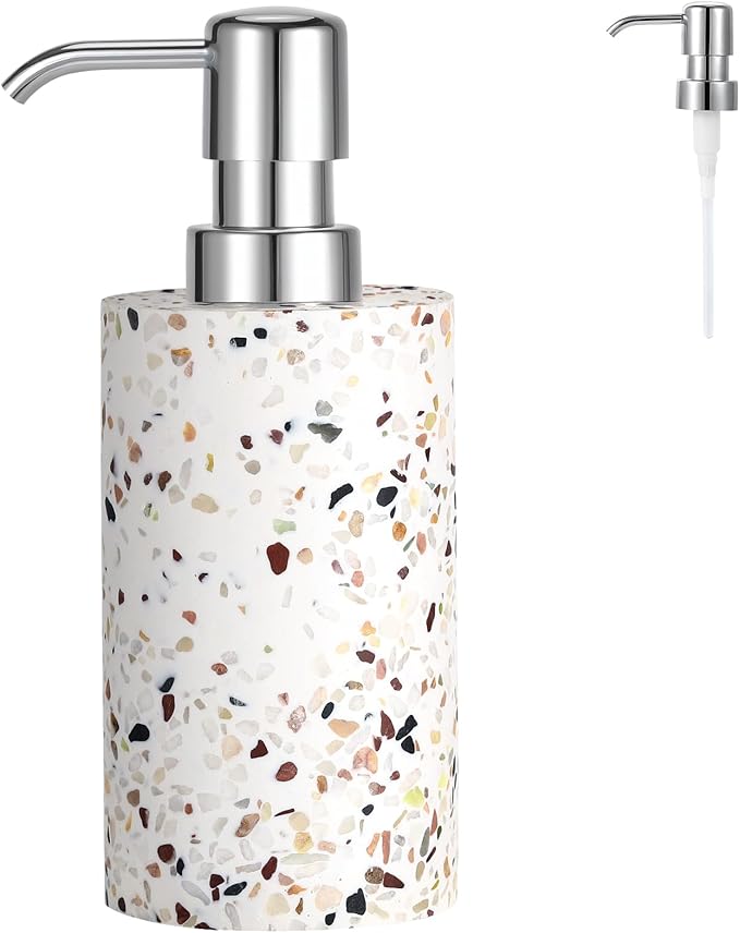Luxspire Soap Dispenser, Hand Soap Dispenser with Replacement Pump Head, Refillable Hand Soap Dispenser, Pump Bottle Dispenser for Bathroom, Kitchen, 10.8oz/320ml, Terrazzo