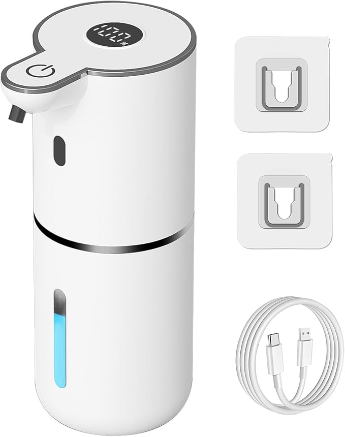 Automatic Liquid Soap Dispenser Touchless, USB Rechargeable Smart Hand Soap Dispenser, 6-Level Adjustable, 12.8oz/380mL Wall Mounted for Bathroom Kitchen Dish Soap-White