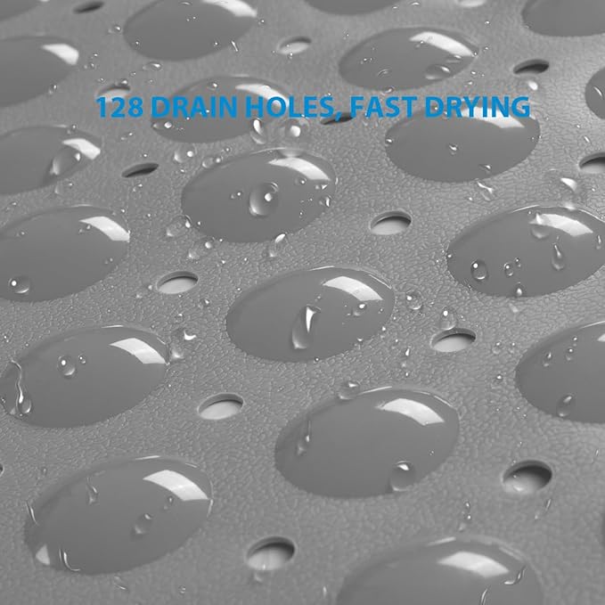 AmazerBath Bath Tub Mat, Medium Size 27.6 x 15 Inches Non-Slip Shower Mats with Suction Cups and Drain Holes, Bathtub Mats Bathroom Mats Machine Washable (Gray)