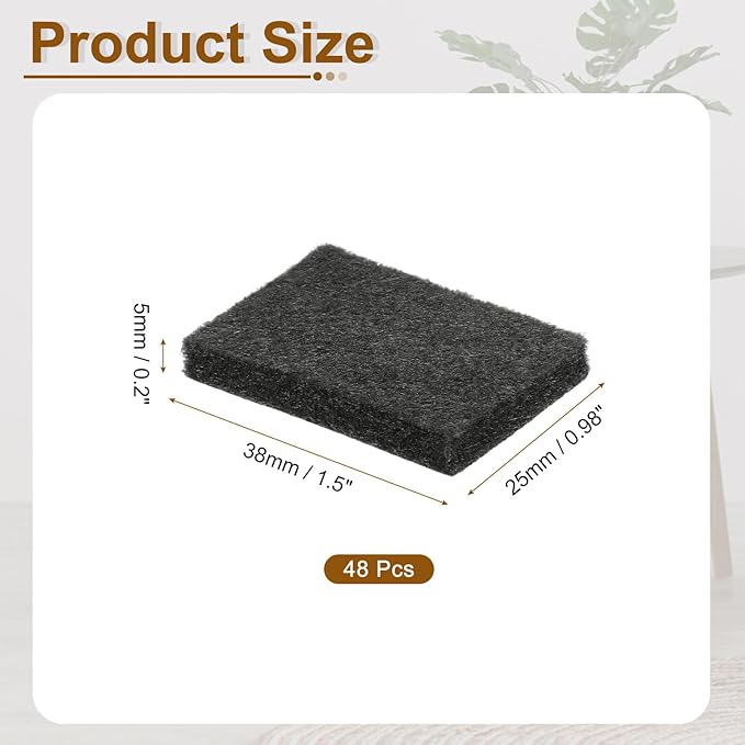 uxcell Felt Furniture Pads, 48Pcs 1.5" x 0.98" Adhesive Backed Felt Non-Slip Anti-Scratch Chair Leg Protectors for Protecting Hardwood Floor, Black
