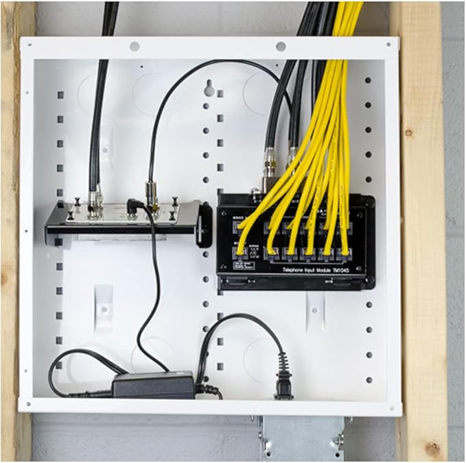 Legrand - OnQ 14 Inch Cable Management, Structured Media Box, In-Wall Enclosure, no cover, Glossy White, EN1480